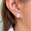 Brincos Trevo Quatro Folhas Aço Inoxidável Dourado