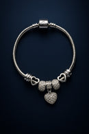 Pulseira de Aço Inoxidável com Berloque de fecho liso