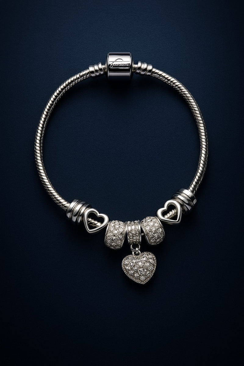 Pulseira de Aço Inoxidável com Berloque de fecho liso