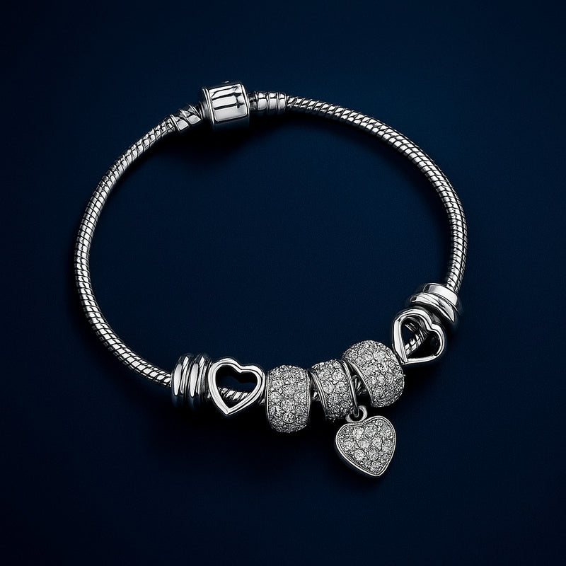 Pulseira de Aço Inoxidável com Berloque de fecho liso