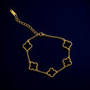 Pulseira dourada 5 Trevos Quatro Folhas Aço Inoxidável