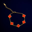 Pulseira dourada 5 Trevos Quatro Folhas Aço Inoxidável