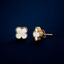 Brincos Trevo Quatro Folhas Aço Inoxidável Dourado