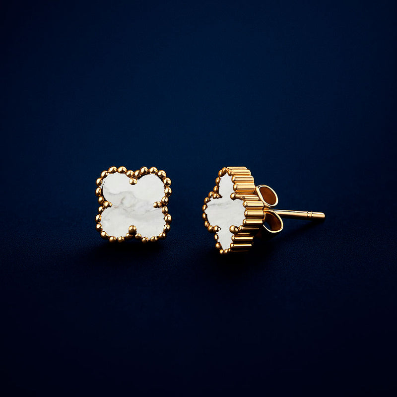 Brincos Trevo Quatro Folhas Aço Inoxidável Dourado