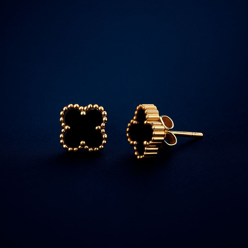 Brincos Trevo Quatro Folhas Aço Inoxidável Dourado