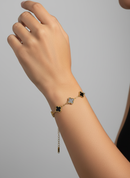 Pulseira dourada 5 Trevos Quatro Folhas Aço Inoxidável